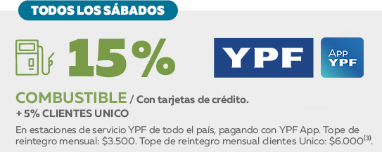 Beneficio: 15% de descuento en YPF